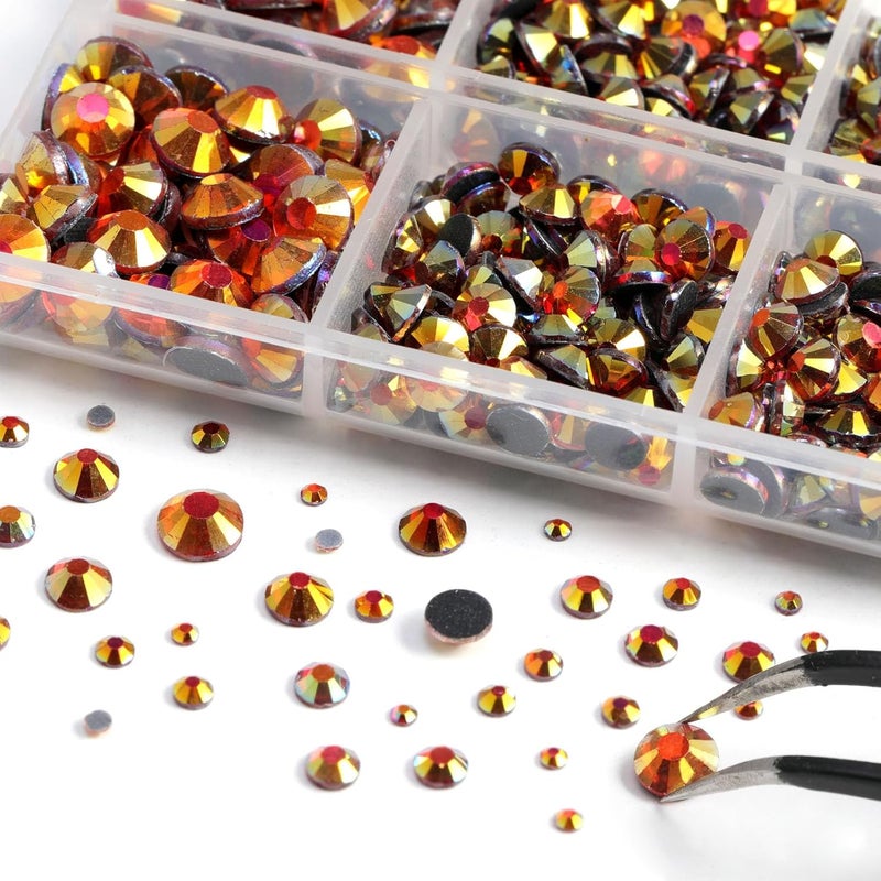 BEADSLAND 6736pcs Hotfix Rhinestones Flatback, Orange AB Rhinestones for Crafts Clothes Mixed 5 Sizes, Hotfix Crystals with Tweezers and Wax Pencil Kit, SS6-SS30, Hyacinth AB - Image 3